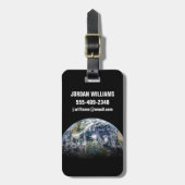 3つのハリケーンを持つ惑星の地球のモザイク画像 ラゲッジタグ (正面縦)