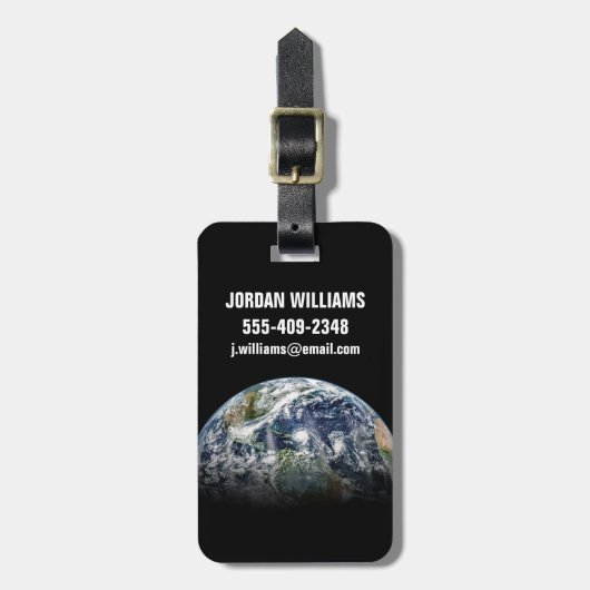 3つのハリケーンを持つ惑星の地球のモザイク画像 ラゲッジタグ (正面縦)