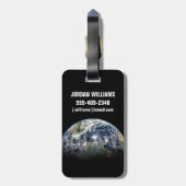 3つのハリケーンを持つ惑星の地球のモザイク画像 ラゲッジタグ (裏面縦)