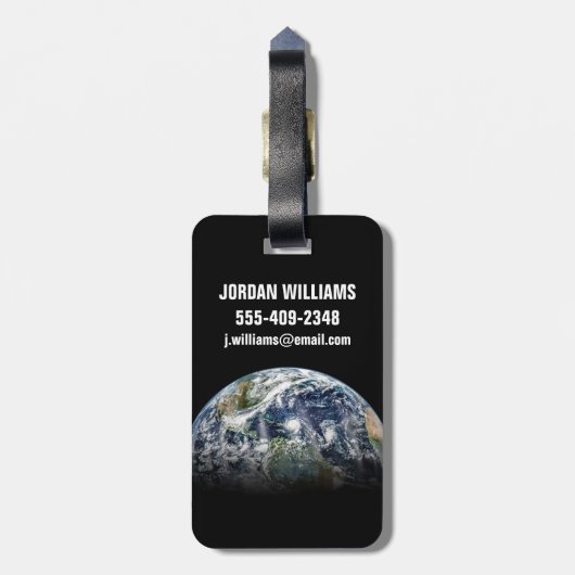 3つのハリケーンを持つ惑星の地球のモザイク画像 ラゲッジタグ (裏面縦)