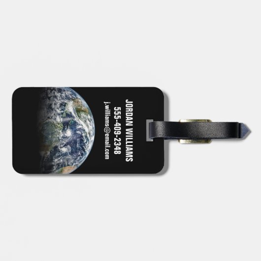 3つのハリケーンを持つ惑星の地球のモザイク画像 ラゲッジタグ (裏面横)