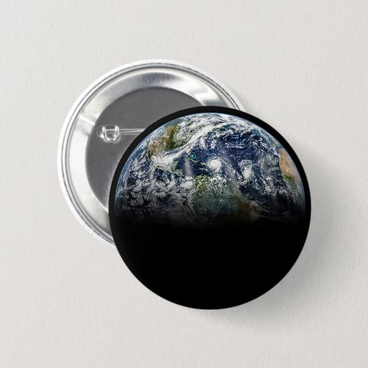 3つのハリケーンを持つ惑星の地球のモザイク画像 缶バッジ (正面&裏面)