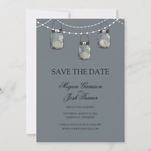 3つのハンギングメイソンジャー - SAVE THE DATE セーブザデート (正面)
