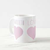 3つのハートピンクと白マグカップ コーヒーマグカップ (正面左)