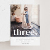 3つのハートフォトファースト誕生日招待状 招待状