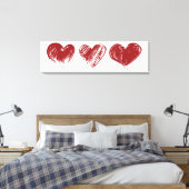 3つのハート キャンバスプリント (インサイチュ (寝室))