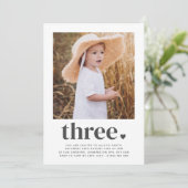 3つのハート – スクウェア写真1st誕生日招待状 招待状 (スタンド正面)