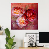 3つのバラ – 赤 – ファインアートポスター ポスター (ホームオフィス)