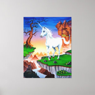 3つのパネルを伸ばしたキャンバスファンタジーUnicorn キャンバスプリント