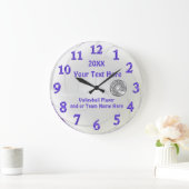 3つのパーソナライズされた文字ボックスを備えたバレーボール時計 ラージ壁時計 (ホーム)