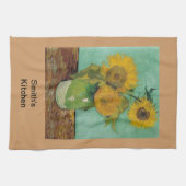 3つのヒマワリの花瓶、ビンセント・ヴァン・ゴッホ キッチンタオル (横)