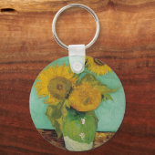 3つのヒマワリの花瓶、ビンセント・ヴァン・ゴッホ キーホルダー (正面)