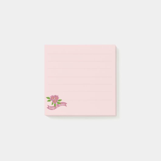 3つのピンクの花の付箋 ポストイット (正面)