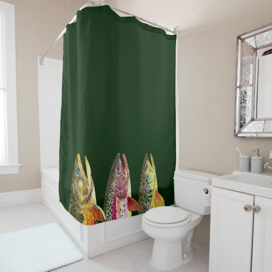 3つのファットマスのための魚釣り シャワーカーテン (インサイチュ)