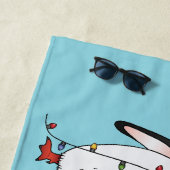 3つのフェスティバルクリスマスペンギンイラストレーション ビーチタオル (インサイチュ)