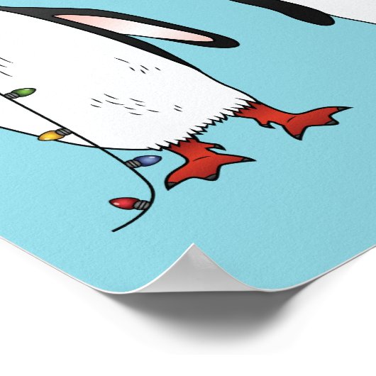 3つのフェスティバルクリスマスペンギンイラストレーション ポスター (角)