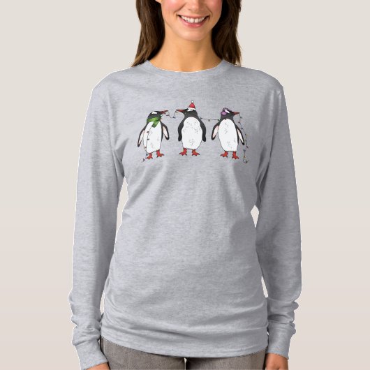 3つのフェスティバルクリスマスペンギンイラストレーション Tシャツ (正面)