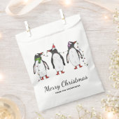 3つのフェスティバルクリスマスペンギンカスタム文字 フェイバーバッグ (クリップ留めされた状態)