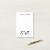 3つのフェスティバルクリスマスペンギンカスタム文字 ポストイット (デスク上)