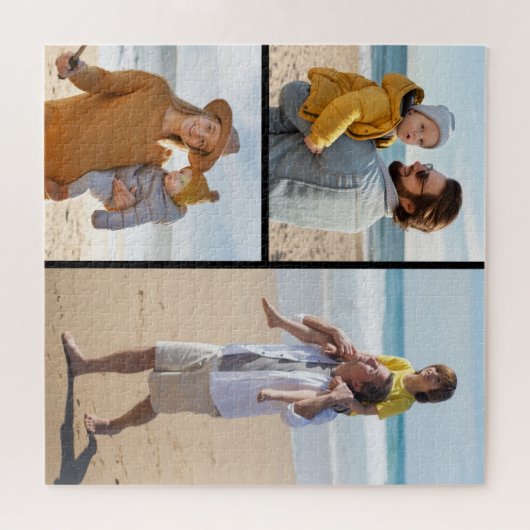 3つのフォトコラージュの挨拶を作成する ジグソーパズル (横)