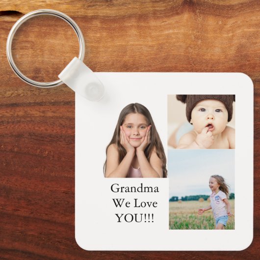 3つのフォトコラージュを作成する |私たちはおばあちゃんを愛している キーホルダー (正面)