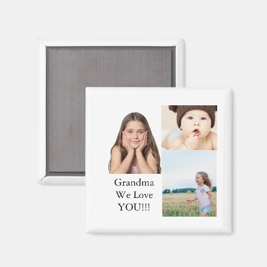 3つのフォトコラージュを作成する |私たちはおばあちゃんを愛している マグネット (正面/裏面)