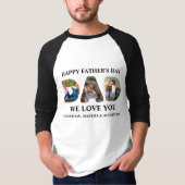 3つのフォトコラージュを作成するHappy Faters day Tシャツ (正面)