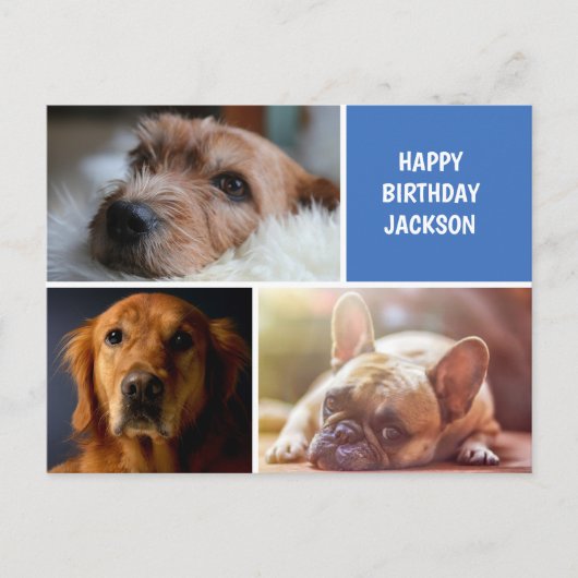 3つのフォトコラージュカスタム誕生日 ポストカード (正面)