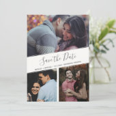 3つのフォトコラージュモダンフローラ日付の保存 案内状 (スタンド正面)