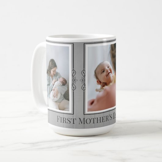 3つのフォトコラージュ最初の母親の日 コーヒーマグカップ (正面左)