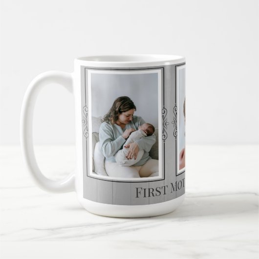 3つのフォトコラージュ最初の母親の日 コーヒーマグカップ (左)