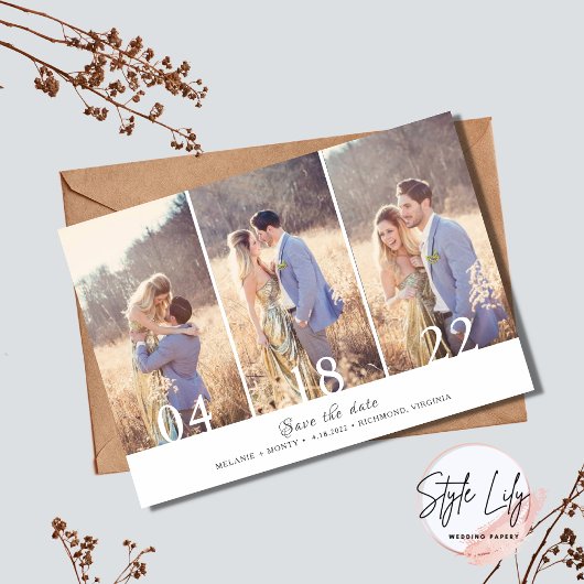 3つのフォトコラージュ結婚式の日付を保存 セーブザデート