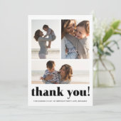 3つのフォトコラージュ誕生日パーティーサンキューカード サンキューカード (スタンド正面)