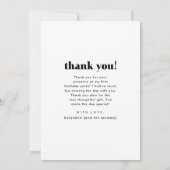 3つのフォトコラージュ誕生日パーティーサンキューカード サンキューカード (裏面)