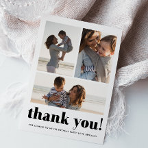 3つのフォトコラージュ誕生日パーティーサンキューカード