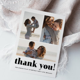 3つのフォトコラージュ誕生日パーティーサンキューカード サンキューカード