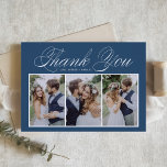 3つのフォトコラージングブルー結婚のスクリプト サンキューカード<br><div class="desc">この感謝していカスタマイズ可能な写真コラージュサンキューカードを使用して、イベントの一部として家族や友人に送信する。スクリプトとエレガントタイポグラフィを備えシンプルている。あなたパーソナライズされた自身の詳細を追加し、あなたの写真をお気に入りの特集結婚することによって。この写真サンキューカードは、赤ん坊シャワー、誕生日、ブライダルシャワーなどのイベントにも最適である。</div>