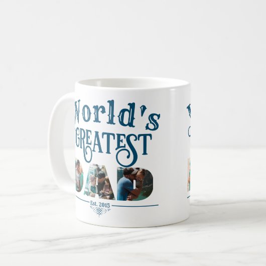 3つのフォトフレームを持つ世界で最も大きなパパ コーヒーマグカップ (正面左)