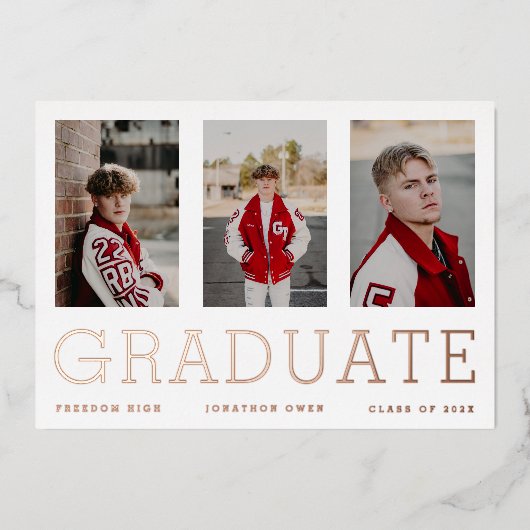 3つのフォトフレームバラ金ゴールド研究発表 箔招待状 (正面)