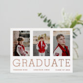 3つのフォトフレームバラ金ゴールド研究発表 箔招待状 (立ち正面)