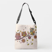 3つのフクロウが分岐している クロスボディバッグ (裏面)