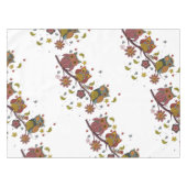 3つのフクロウが分岐している テーブルクロス (正面(横))