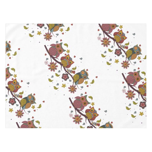 3つのフクロウが分岐している テーブルクロス (正面(横))