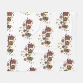 3つのフクロウが分岐している フリースブランケット (正面(横))