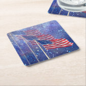 3つのフラグと星を持つコースター スクエアペーパーコースター (アングル)