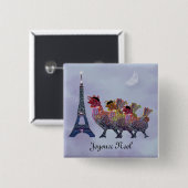 3つのフランスのな雌鶏ピン 缶バッジ (正面&裏面)