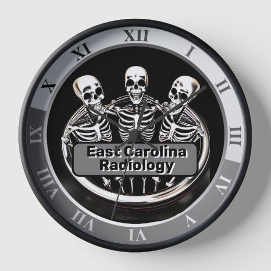 3つのフレンドリースケルトンあなたの部門名 壁時計 (正面)