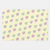 3つのフローラバラ、イースターエッグ&水玉模様のセット ラッピングペーパーシート (正面2)