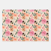 3つのフローラバラ、イースターエッグ&水玉模様のセット ラッピングペーパーシート (正面)