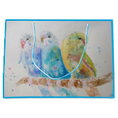 3つのブジースシッティングウォーターカラーブルー抱き枕 ラージペーパーバッグ (正面)